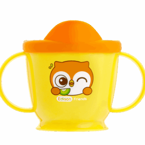 Edison First Training stainless double handle cup - Yellow owl