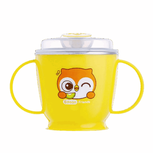 Edison no-spill stainless double handle straw cup - Owl yellow