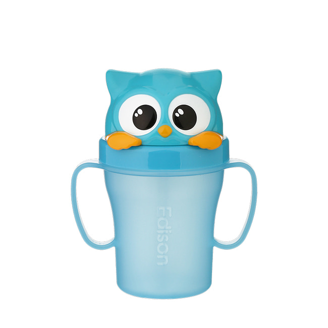 Edison No-Spill Straw Cup 3 - Owl Blue