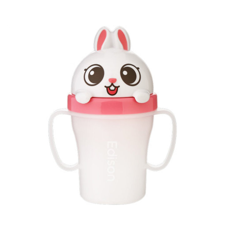 Edison No-Spill Straw Cup 3 - Rabbit pink