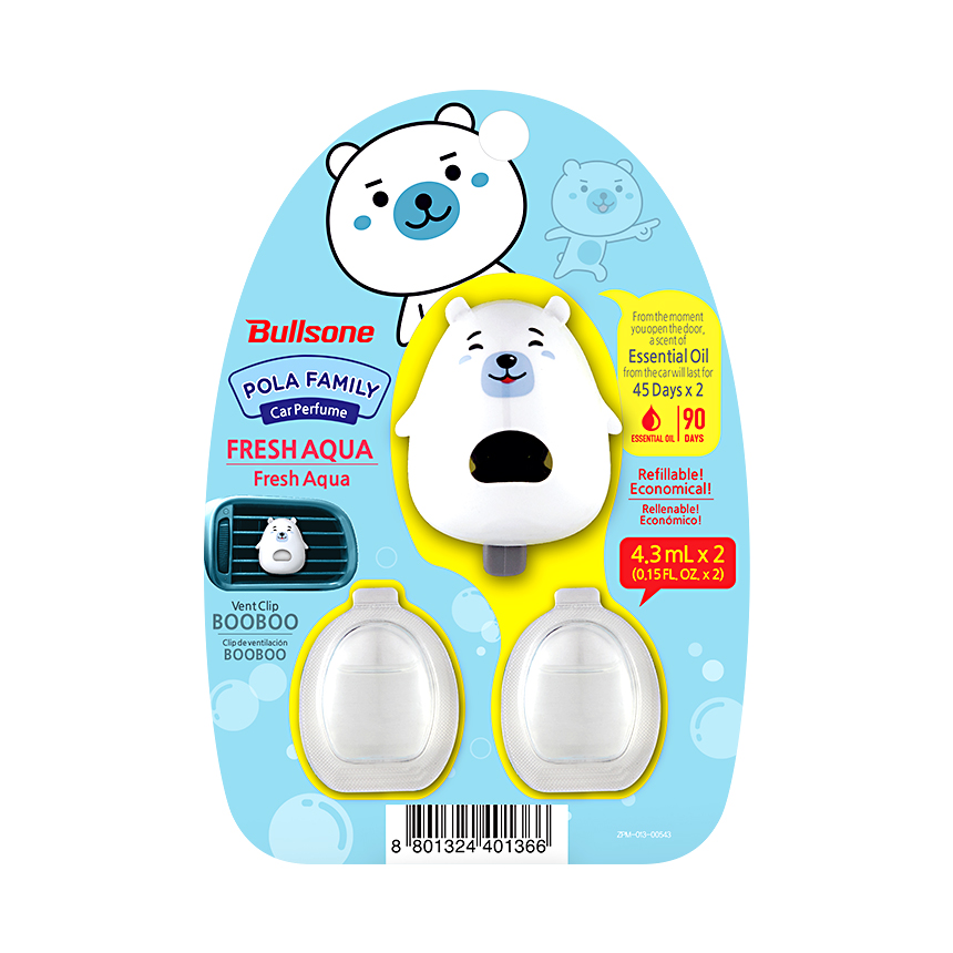 Bullsone Pola Family Vent Clip Booboo Aqua Scent 4.3 ㎖(0.15oz) +1 Extra