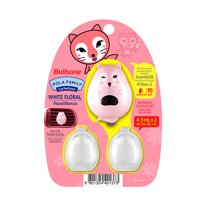 Bullsone Pola Family Vent Clip Shasha Floral Scent 4.3 ㎖(0.15oz) +1 Extra